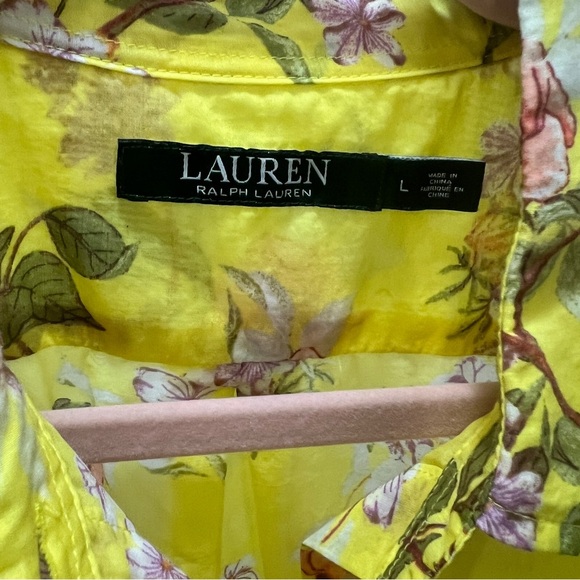 Lauren Ralph Lauren Yellow Floral Print Button Down Shirt Large - Picture 4 of 7